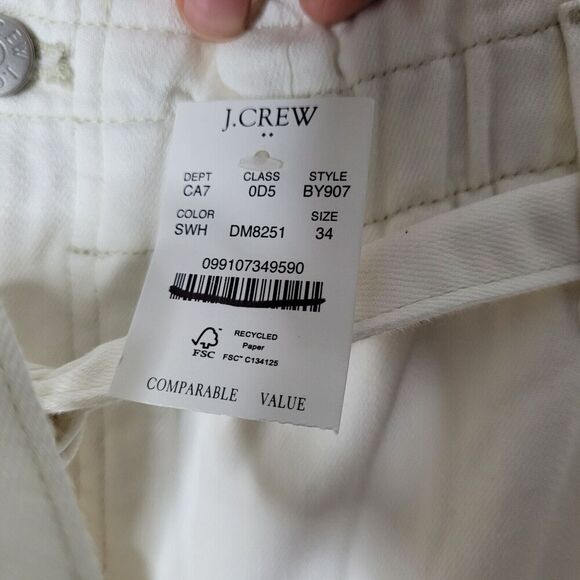 NWT J Crew Jeans Womens 34 White Wide Leg Cropped Paperbag High Rise Belt Denim - Picture 5 of 11